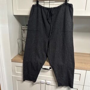 MJ Watson Cashmere Knit Pants Womens XL Charcoal Cropped Wide Leg Italy Lounge